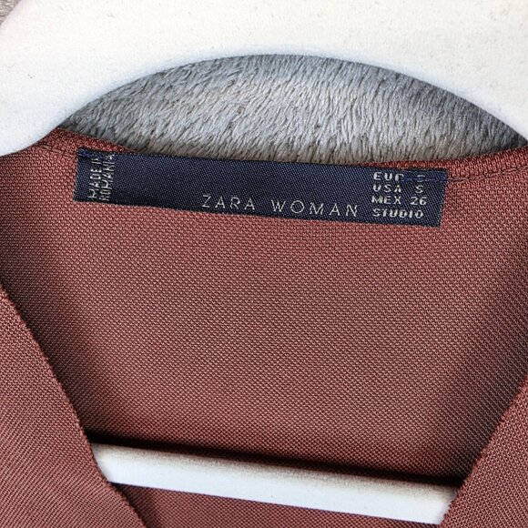 Zara Woman Studio Top Womens Small Long Sleeve Tunic V Neck Minimalist Modern - Picture 2 of 15